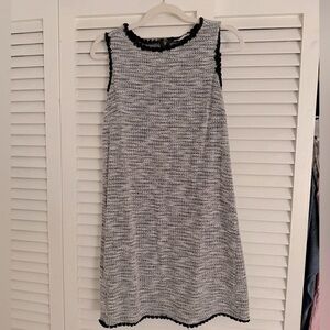 LOFT Black and Gray Textured Mini Dress